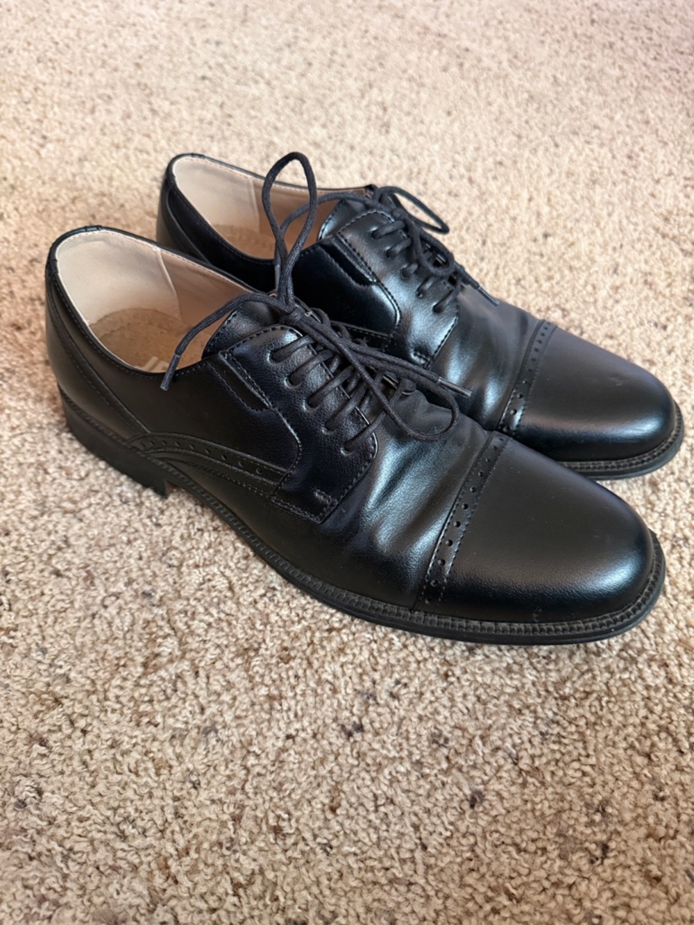 jf j.ferrar Black Cap-Toe Oxford Dress Shoes